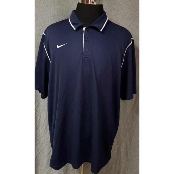 Nike Dri Fit XXL Dark Blue Short Sleeve Stretch 3 Button Pullover Polo Shirt - Picture 12 of 12